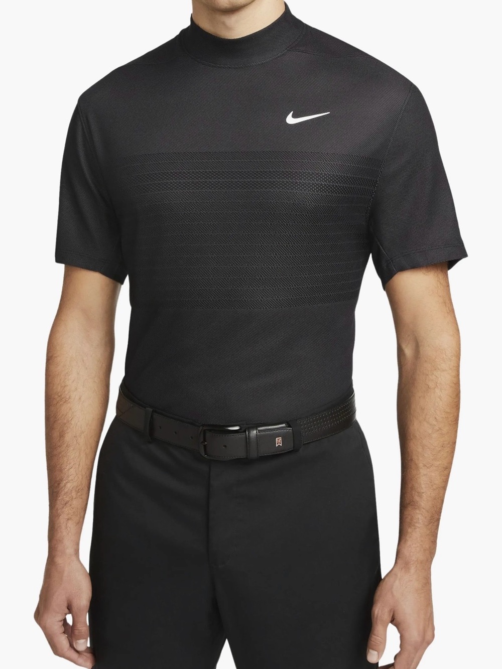 Nike x Tiger Woods Dri-Fit Mock Neck Golf Polo in Black